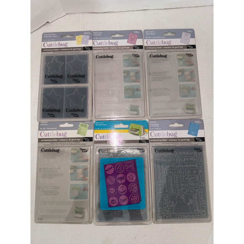 Cuttlebug Provo Craft Embossing Folders QuickKutz Lot Halloween Snow Stars